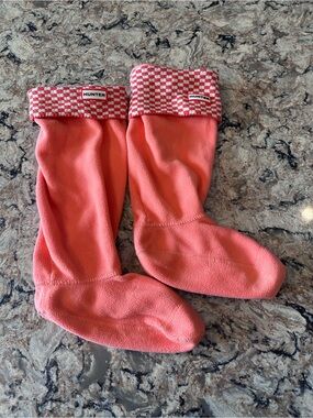 Hunter Tall Boot Socks Orange White Checker Cuff Size Large